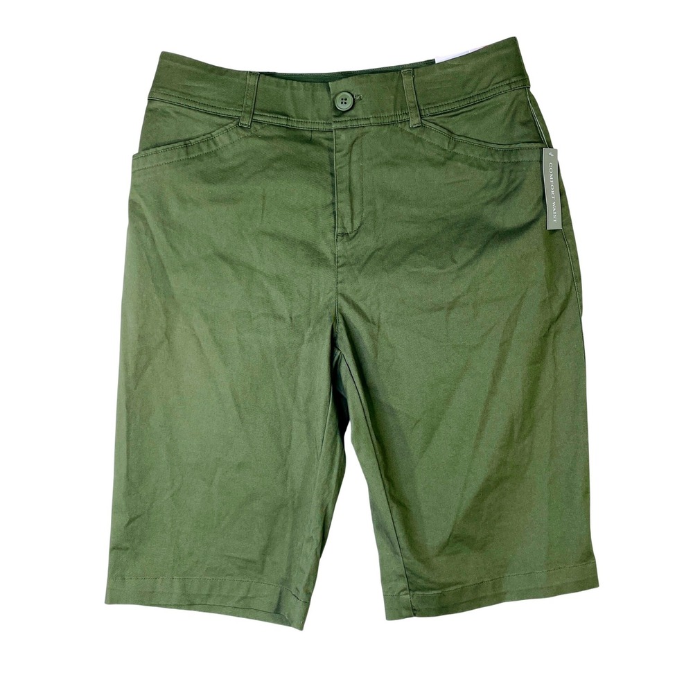 Christopher & Banks Olive Green Comfort Waist Classic Fit Shorts Womens 6 NEW